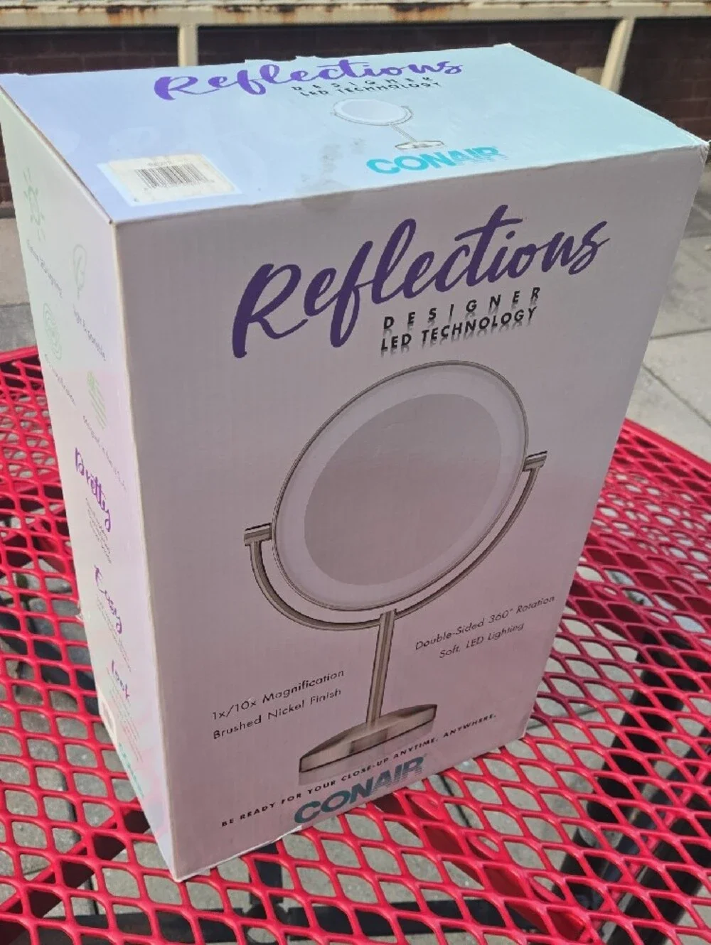 Reflections Brushed Nickel LED 1x/10x Magnifying Mirror